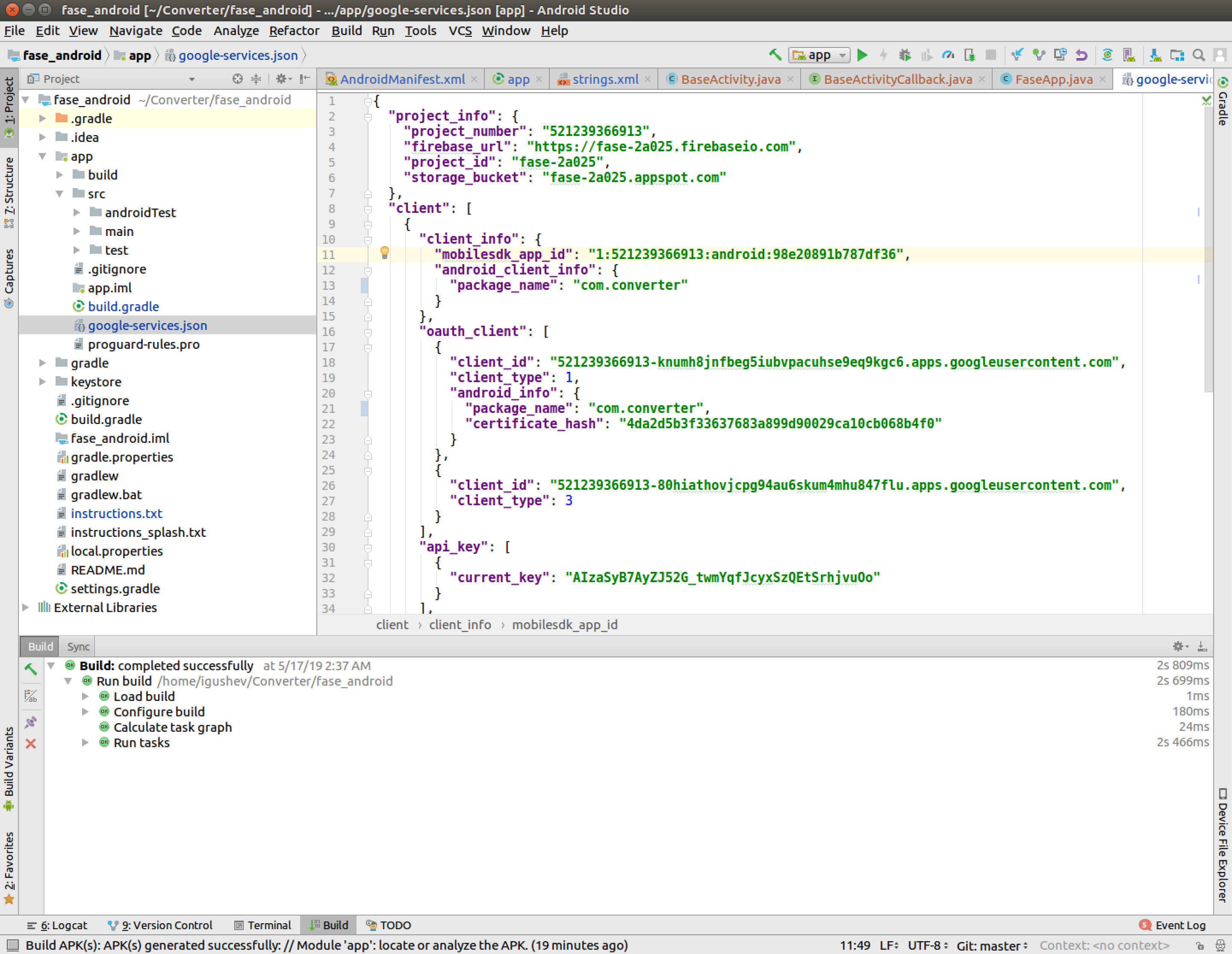 Android Studio google-services.json